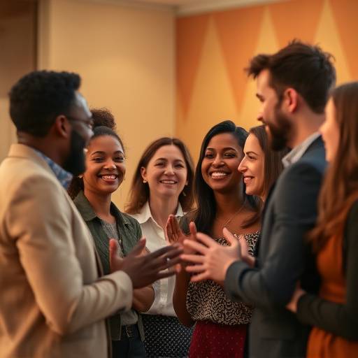 Diverse group of professionals celebrating a successful interview